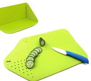 Foldable Chopping Board Rinse & Strainer Veggies & Fruit Cutting Board BPA-Free Plastic Multifunctional Cutting Board Mat