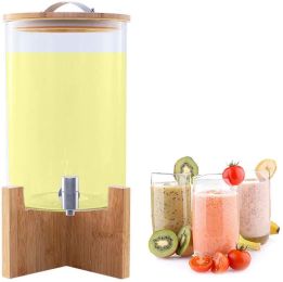 New Home/Commercial Juice Cans Borosilicate Glass Fruit Beverage Dispenser Kitchen Storage Tank Transparent Barrel w/Stainless Faucet Craft Shelf