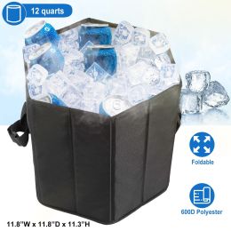 Collapsible Grocery Cooler Bag 3 Gallon Insulated Food Container Seat Combo for Camping Picnic Shopping