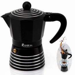 Stovetop Espresso Maker 3 Cup Moka Pot,Italian Cuban Greca Coffee Maker,Aluminum Durable and Easy to Use & Clean 6oz Red Amazon Banned